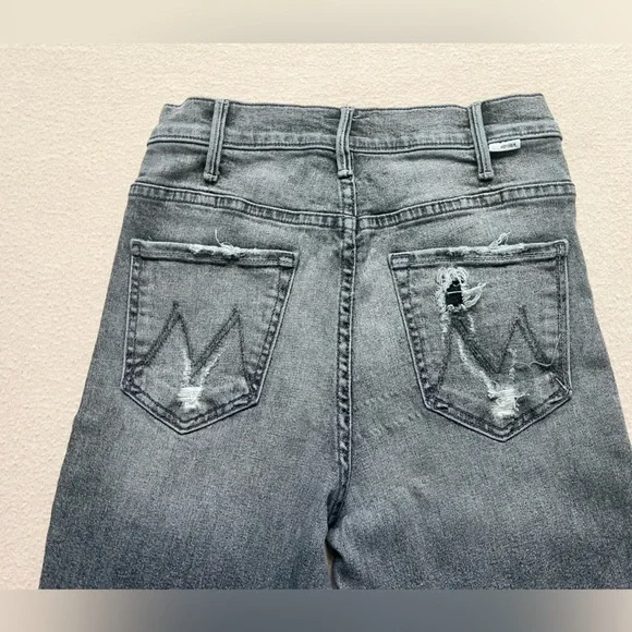 Mother Hustler Crop Step Chew Jeans Sz 27 Scene of the Crime Black Denim - Picture 6 of 14